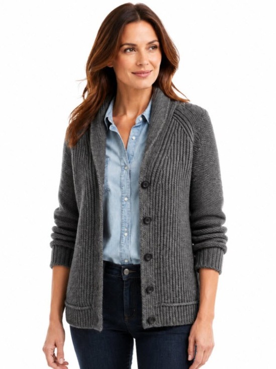 J. Crew Sweaters - J.Crew Grey Wool Mohair Chunky Shawl Collar Cardigan Sweater Size L